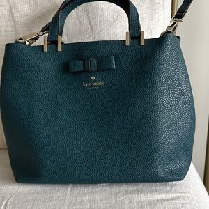 kate spade Teal Pebbled Leather Bow Satchel